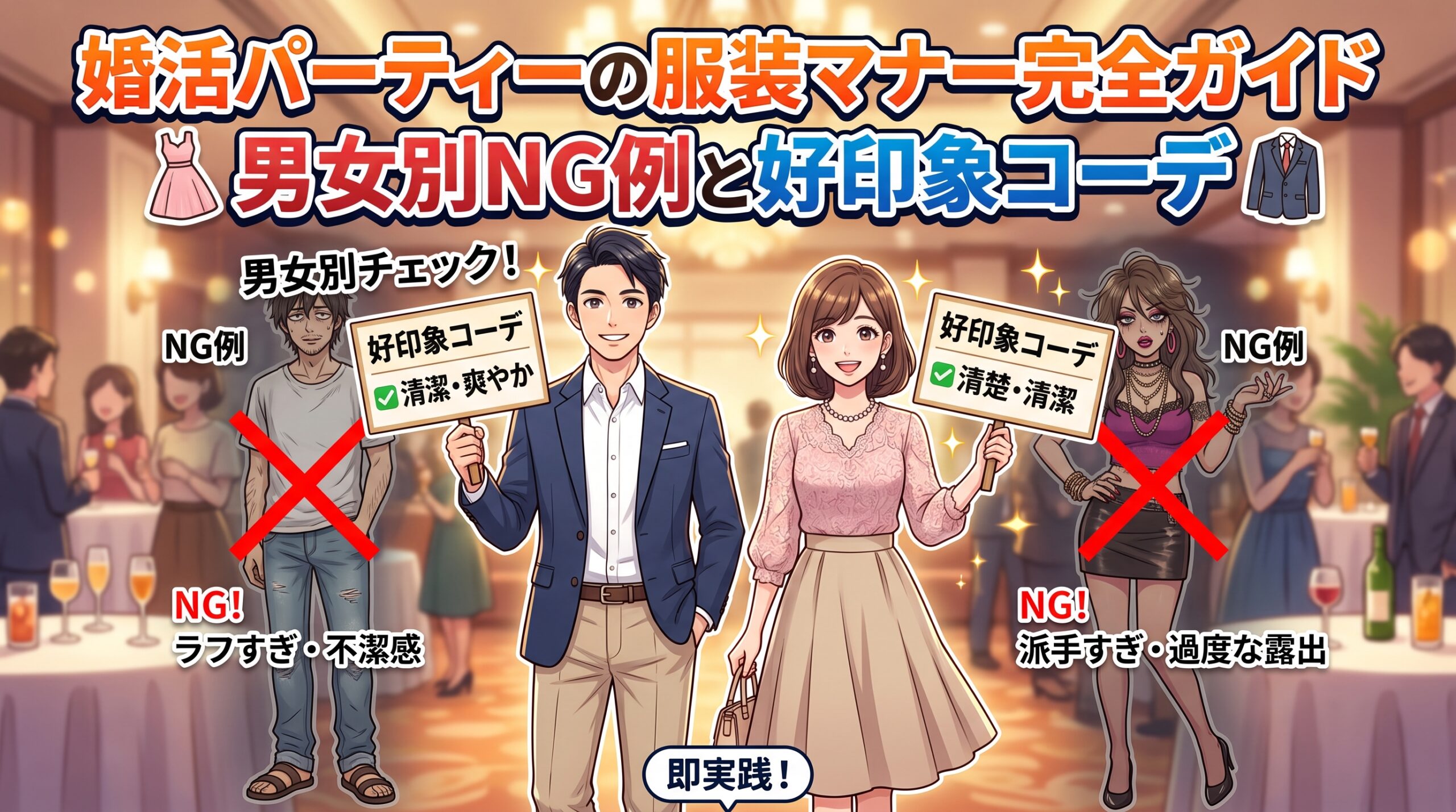 婚活パーティーの服装マナー完全ガイド｜男女別NG例と好印象コーデ