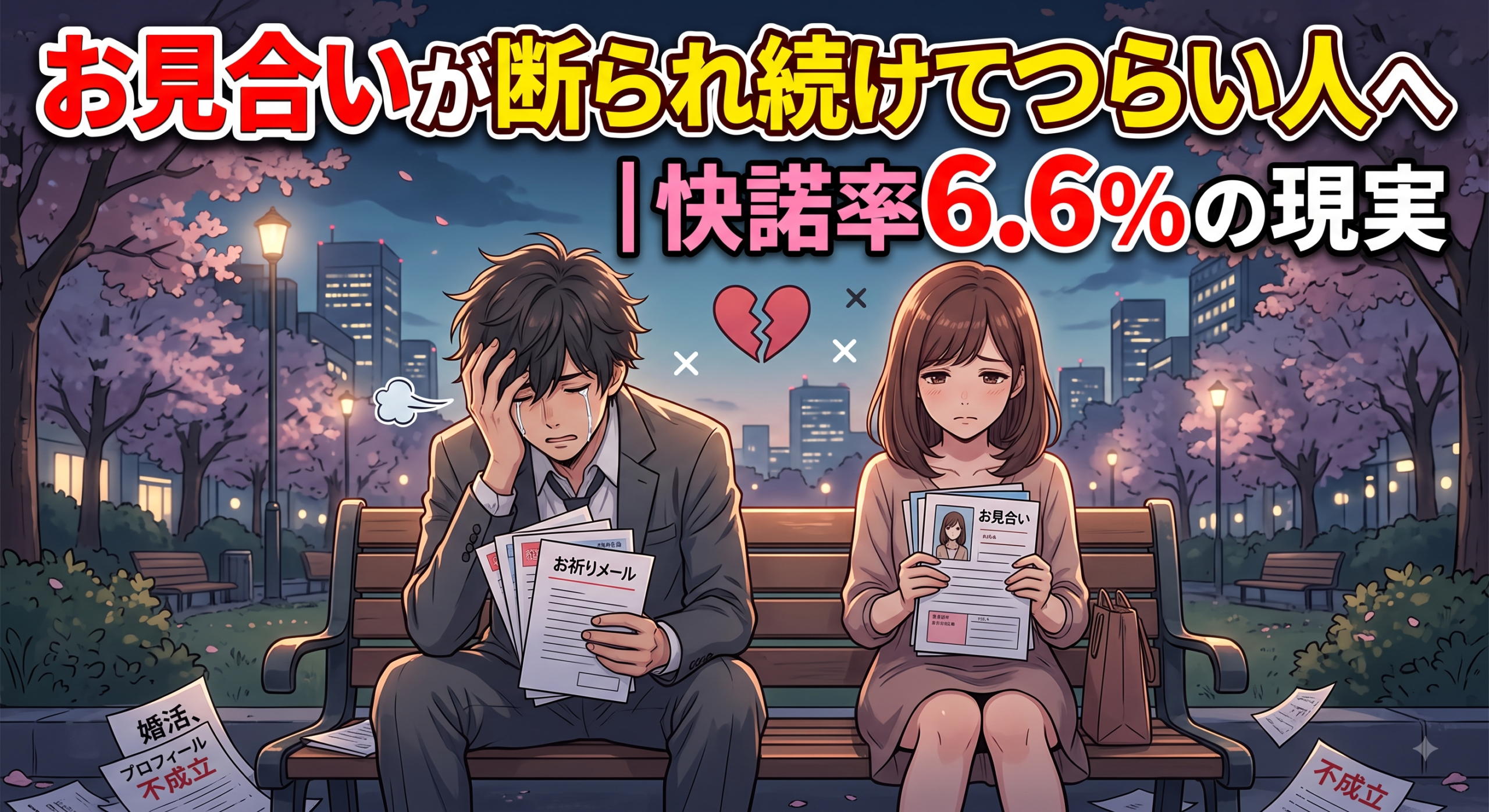 お見合いが断られ続けてつらい人へ｜快諾率6.6%の現実